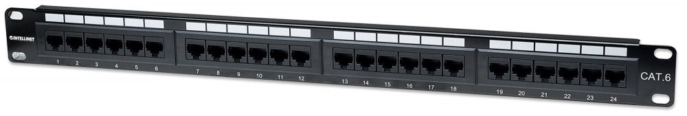Intellinet Panel de Parcheo Cat6, 24 Puertos RJ-45, 1U, Negro