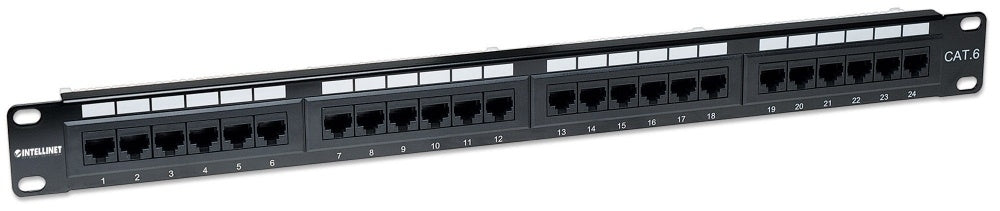 Intellinet Panel de Parcheo Cat6, 24 Puertos RJ-45, 1U, Negro