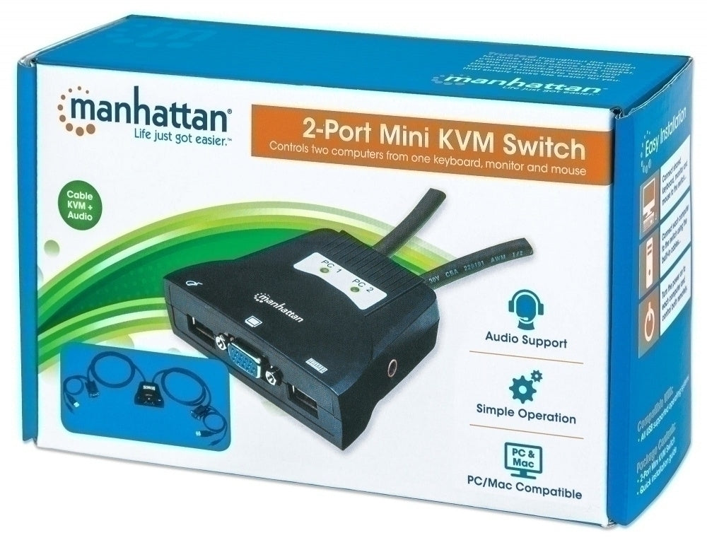 Manhattan Switch KVM 151245, 2x USB, 2x VGA