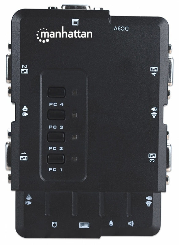 Manhattan Switch KVM de 4 Puertos, USB, VGA