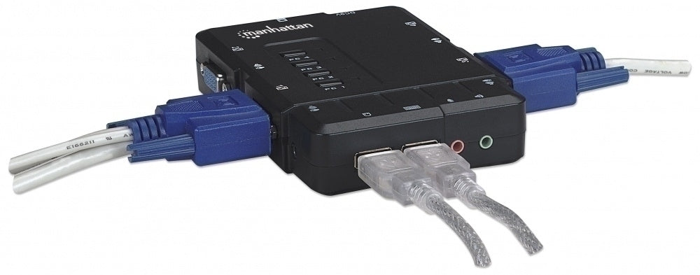 Manhattan Switch KVM de 4 Puertos, USB, VGA