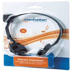 Manhattan Audífonos con Micrófono 164429, Alámbrico, Negro/Plata