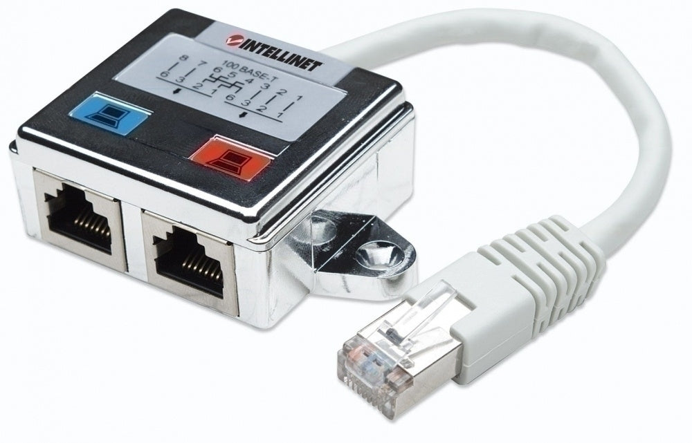 Intellinet Adaptador RJ-45 Macho - 2x RJ-45 Hembra, Plata
