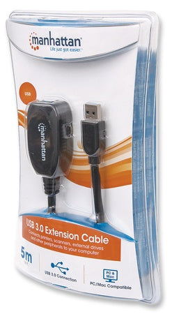 Manhattan Cable USB-A Macho - USB-A Hembra, 5 Metros
