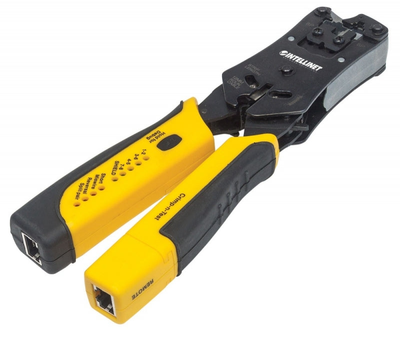 Intellinet Pinza Crimpeadora 780124, RJ-11/RJ-12/RJ-22/RJ-45, Negro/Amarillo
