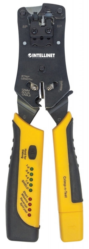 Intellinet Pinza Crimpeadora 780124, RJ-11/RJ-12/RJ-22/RJ-45, Negro/Amarillo
