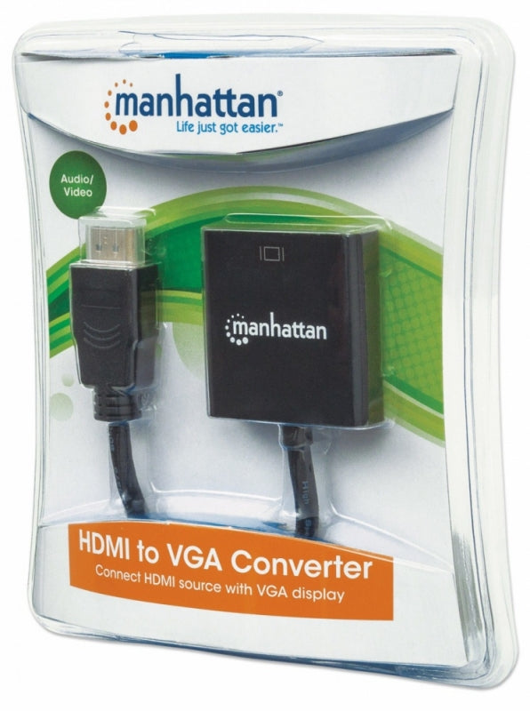 Manhattan Adaptador HDMI Macho - VGA Hembra, 22cm, Negro