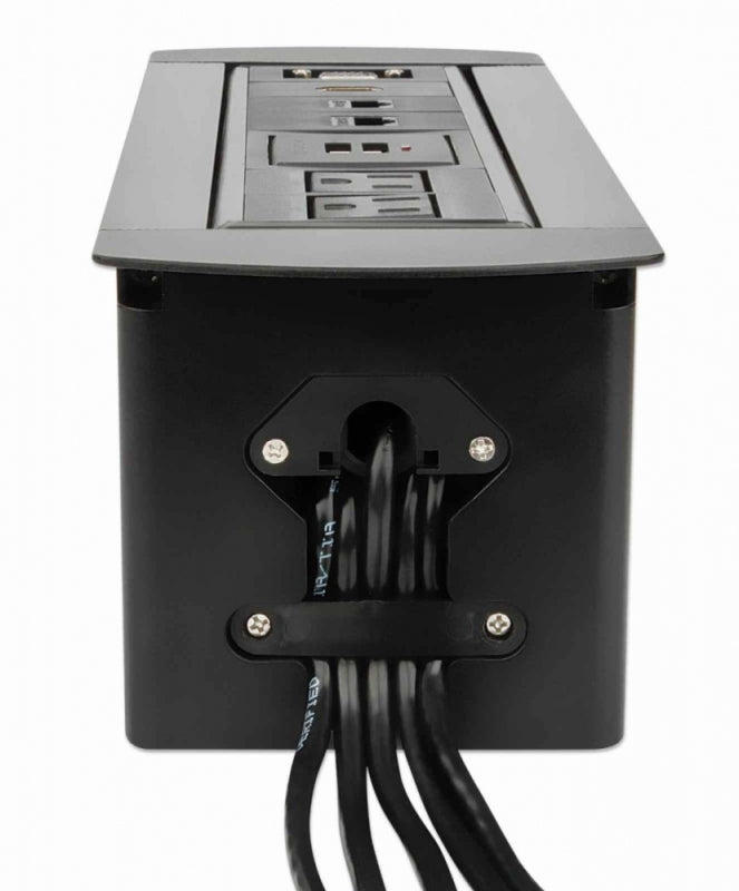 Manhattan Caja para Mesa 164856, 2 Puertos + 2x USB, Negro