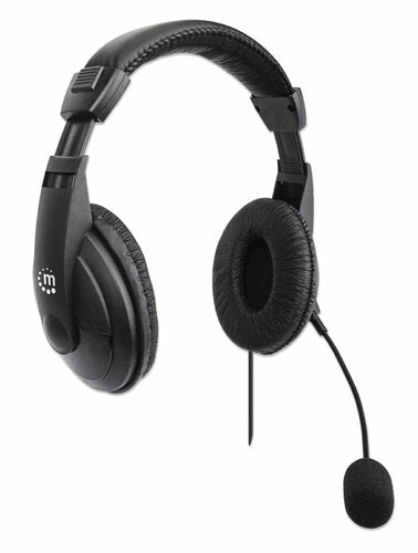Manhattan Audífonos con Micrófono 179843, Alámbrico, 1.5 Metros, USB, Negro