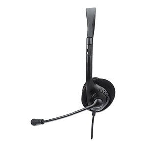 Manhattan Audífonos con Micrófono 179850, Alámbrico, 1.5 Metros, USB-A, Negro