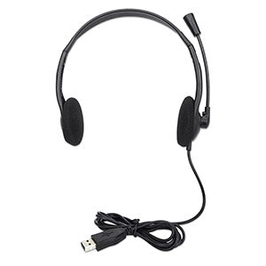 Manhattan Audífonos con Micrófono 179850, Alámbrico, 1.5 Metros, USB-A, Negro