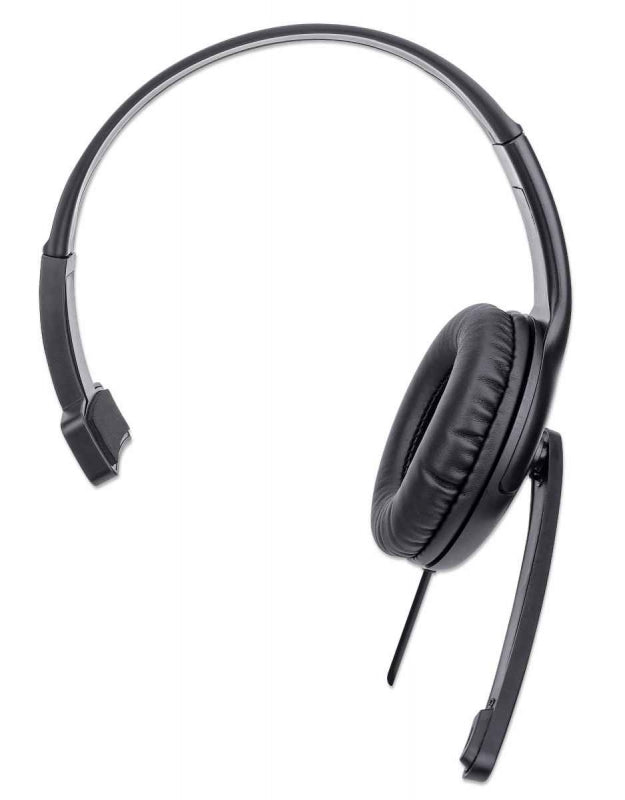 Mahattan Monoaural 179874, Alámbrico, 1.5 Metros, USB-A, Negro
