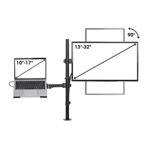Manhattan Soporte 462136 para Escritorio Combinado con Brazo para Monitor y Soporte para Laptop 13