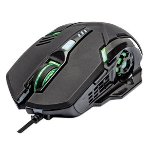 Mouse Gamer Ergonómico Manhattan Óptico, Alámbrico, USB, 3200DPI, Negro