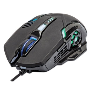Mouse Gamer Ergonómico Manhattan Óptico, Alámbrico, USB, 3200DPI, Negro
