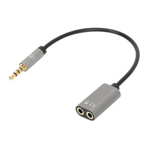 Manhattan Adaptador de Audio 3.5mm Macho - 2x 3.5mm Hembra, Negro/Plata