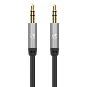 Manhattan Cable AUX 3.5mm Macho - 3.5mm Macho, 5 Metros, Negro/Plata