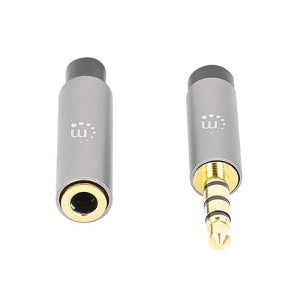 Manhattan Cable AUX 3.5mm Macho - 3.5mm Hembra, 1 Metro, Negro/Plata