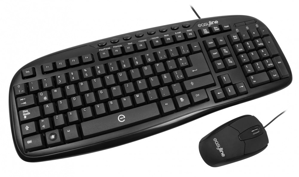 Kit de Teclado y Mouse Easy Line Balance, Alámbrico, USB, Negro (Español)