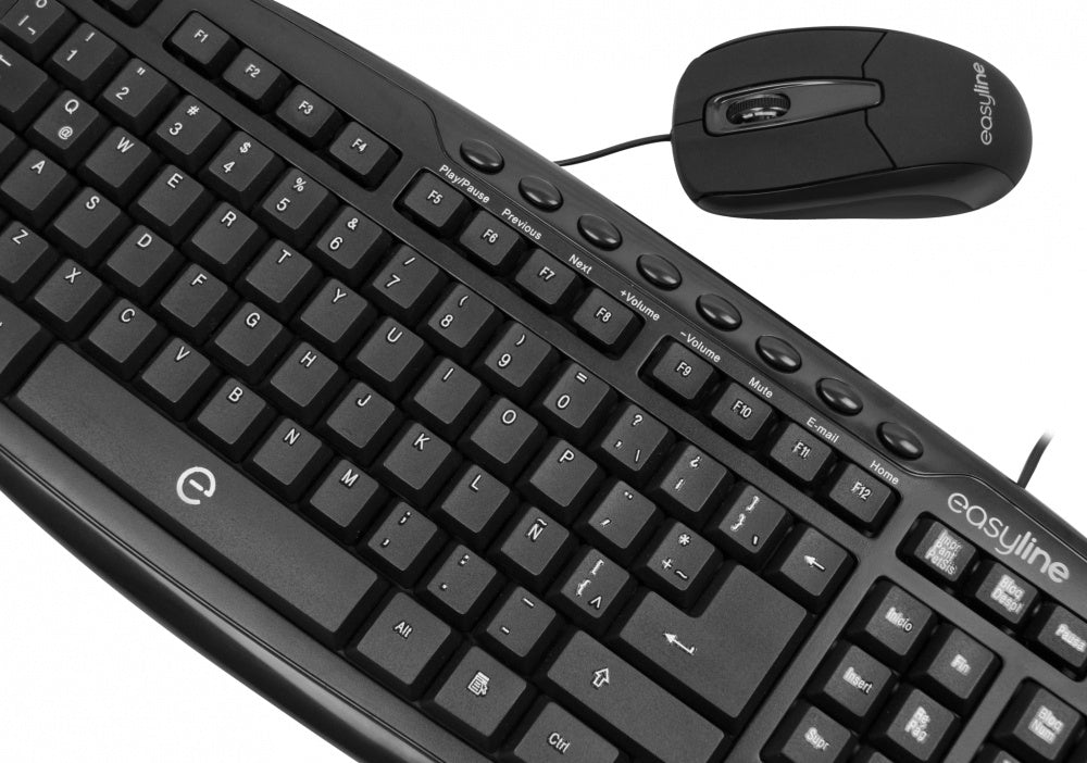 Kit de Teclado y Mouse Easy Line Balance, Alámbrico, USB, Negro (Español)