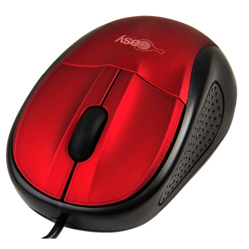 Mouse Perfect Choice Óptico Easy Line 993315, Alámbrico, USB, 1000DPI, Rojo