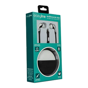 Easy Line Audífonos Intrauriculares con Micrófono EL-995234, Alámbrico, 1.2 Metros, 3.5mm, Negro/Blanco