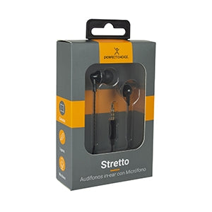 Perfect Choice Audífonos Intrauriculares con Micrófono Stretto, Alámbrico, 1.2 Metros, 3.5mm, Negro