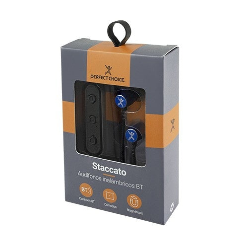 Perfect Choice Audífonos Intrauriculares con Micrófono Staccato, Inalámbrico, Bluetooth, USB, Azul