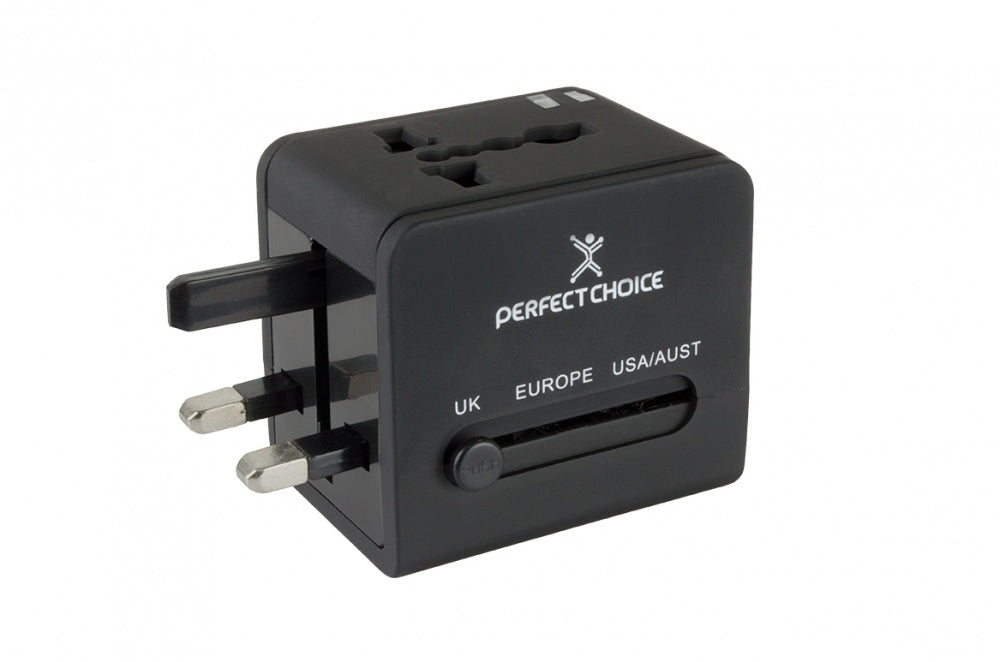 Perfect Choice Cargador y Adaptador de Conectores para Viaje PC-240341, 100 - 240V, Negro