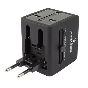 Perfect Choice Cargador y Adaptador de Conectores para Viaje PC-240341, 100 - 240V, Negro