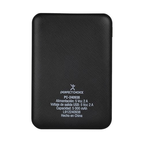 Cargador Portátil Perfect Choice Power Bank Compacto, 5000mAh, Negro