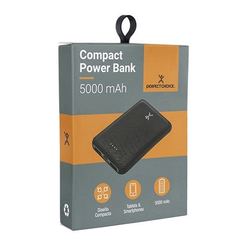 Cargador Portátil Perfect Choice Power Bank Compacto, 5000mAh, Negro