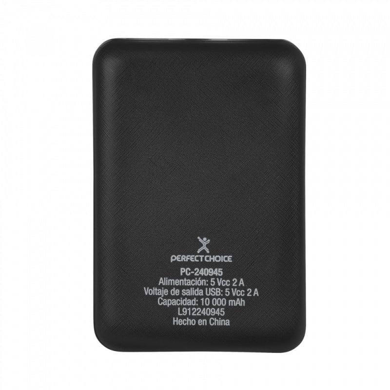 Cargador Portátil Perfect Choice Power Bank Compacto, 10.000mAh, Negro