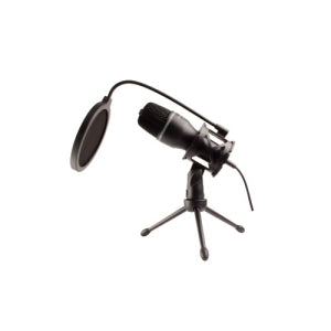 Perfect Choice Micrófono con Filtro Noise Barrier, Alámbrico, 3.5mm, Negro