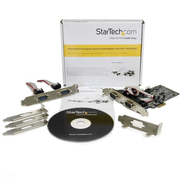 StarTech.com Tarjeta PCI Express de 4 Puertos Serie RS232 UART 16550 Serial DB9