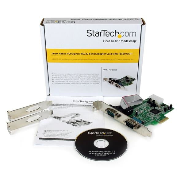 StarTech.com Tarjeta PCI Express PEX2S553 , Alámbrico, con 2 Puertos RS232