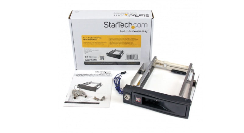 StarTech.com HSB100SATBK Rack Móvil de Aluminio de 5.25' para un Disco Duro HDD SATA de 3.5' sin Bandeja - Hot Swap