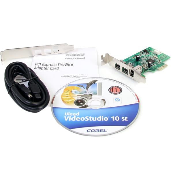 StarTech.com Tarjeta PCI Express 1.1 PEX1394B3LP, Alámbrico, con 3 Puertos FireWire