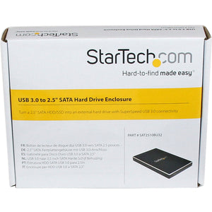 StarTech.com Gabinete de Disco Duro 2.5', SATA, USB 3.0, Negro/Aluminio