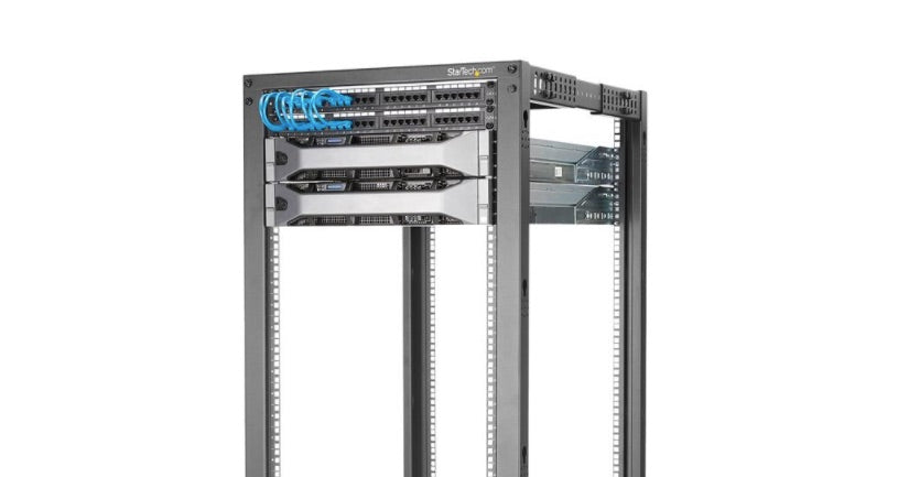 Startech.com Rack Armario Bastidor Abierto de Servidores de 4 Columnas y 42U, con Ruedas