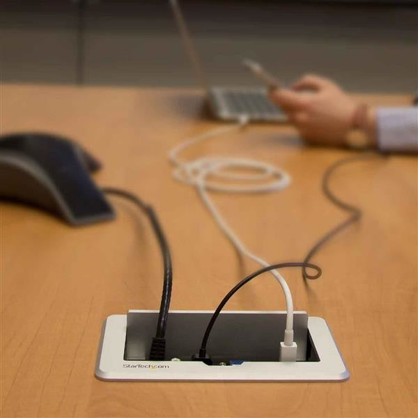 StarTech.com Caja de Conectividad para Mesa de Juntas, Módulo de Conexiones HDMI VGA y MiniDisplayPort
