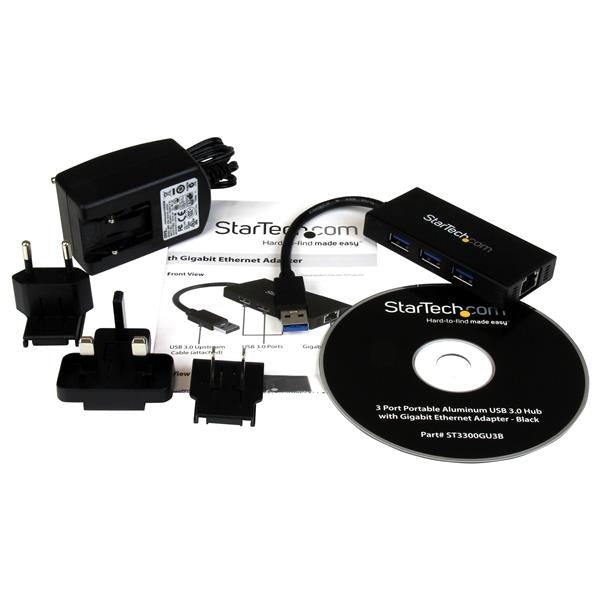 StarTech.com Hub USB A 3.0 de Aluminio con 3 Puertos USB y Adaptador de Red Ethernet Gigabit