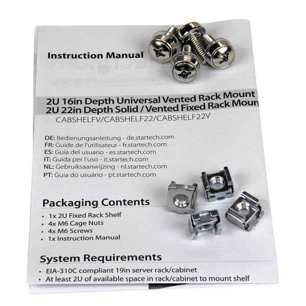 StarTech.com Estante Ventilado de Profundidad Fija, 2U, 22', max. 22KGs