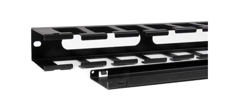 StarTech.com Panel Canaleta Horizontal de 1U con Cubierta para Gestión de Cableado en Racks y Perforaciones Laterales