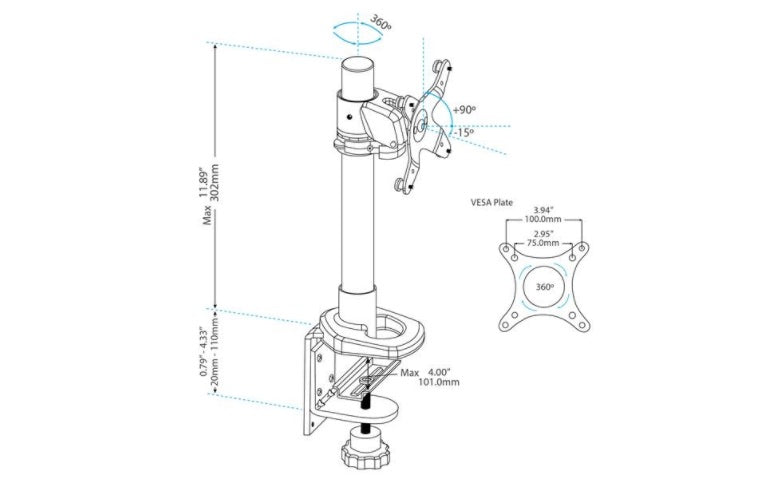 StarTech.com Brazo de Altura Ajustable para Monitor 12'-30', max. 14KGs