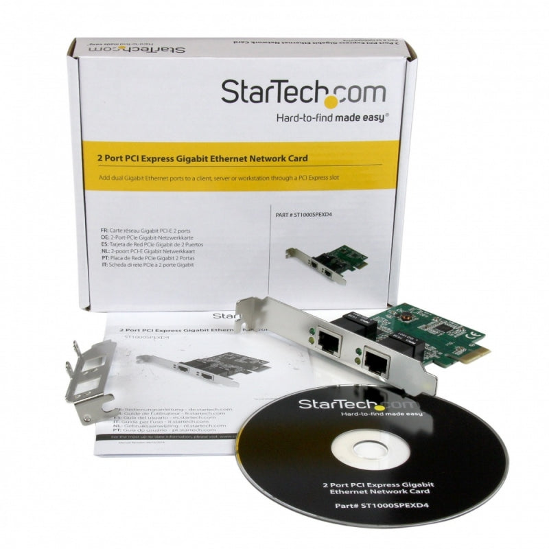 StarTech.com Tarjeta de Red NIC PCI Express Perfil Bajo de 2 Puertos Gigabit Ethernet RJ-45