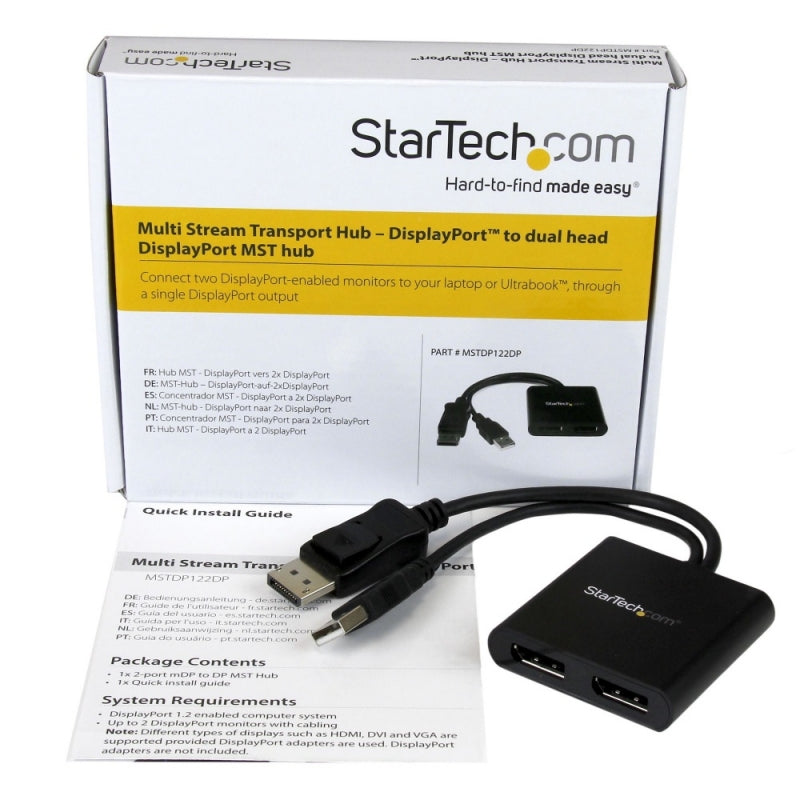StarTech.com Splitter Multiplicador DisplayPort 1.2 - 2x DisplayPort, Negro