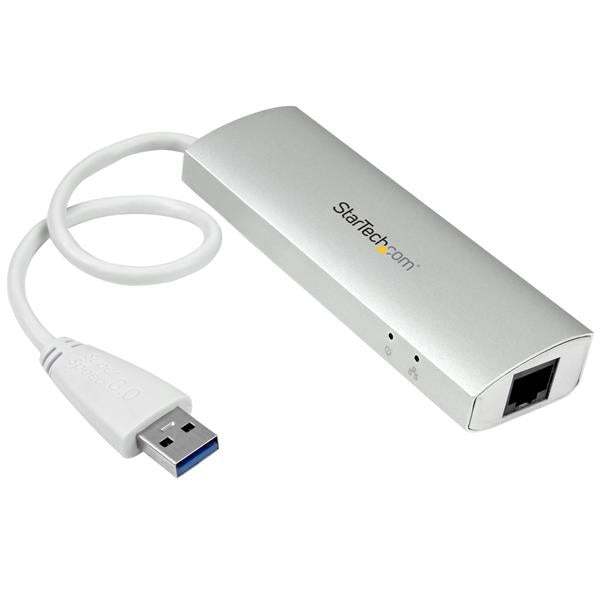 StarTech.com Hub Concentrador de 3 Puertos USB A 3.0 con Adaptador de Red Ethernet Gigabit