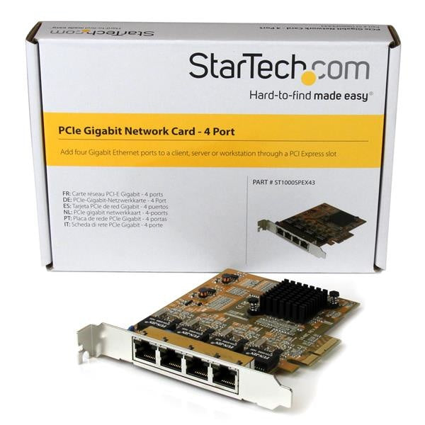 StarTech.com Tarjeta PCI Express Ethernet Gigabit de 4 Puertos RJ-45, Alámbrico, 2000 Mbit/s