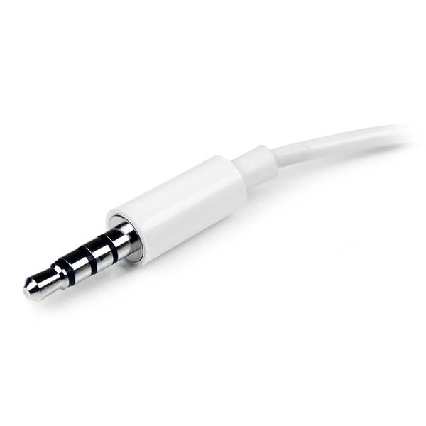 StarTech.com Adaptador Divisor 1x 3.5mm Macho - 2x 3.5mm Hembra para Audífonos y Micrófono, Blanco